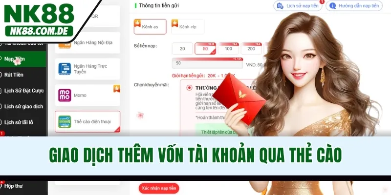 Giao dịch thêm vốn tài khoản qua thẻ cào